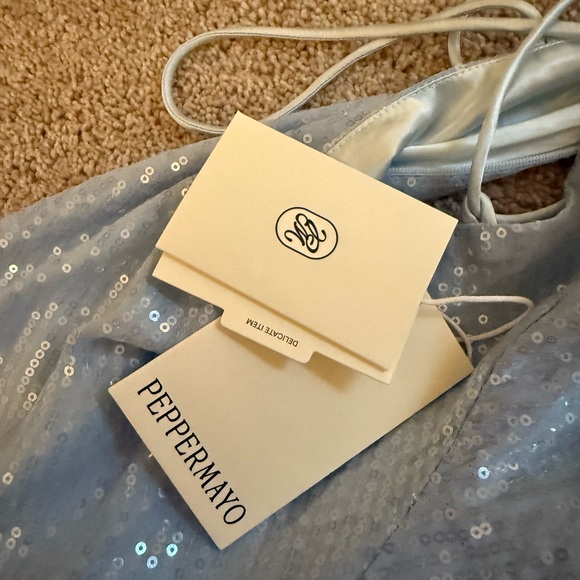 NWT Peppermayo Exclusive -
Nora Sequin Cowl Neck Mini
Dress - Blue US 4 - Picture 5 of 9